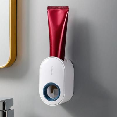 Everyday Crate Automatic Toothpaste Dispenser Wall Mounted Rack Hygienic Squeezer For Family Bathroom white+ocean Blue