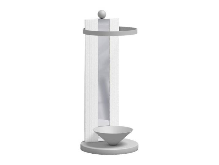 Moderano Schirmständer, Weiß, Alufarben, Metall, Glas, 26x69x26 cm, Tropfschale, Garderobe, Schirmständer