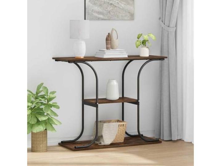Konsolentisch Räuchereiche 101x35x80,5 cm Holzwerkstoff mit Regalen Schmale Bauform, moderne Optik, robuste Platten, vielseitig nutzbar, einfache Montage