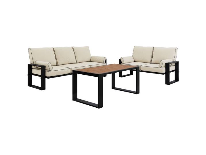 GARTENMÖBEL-SET ELBA: 1x Tisch, 2x Sofa - Beige