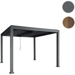 Pergola HWC-L46, Gartenpavillon Lamellen-Pavillon, 10cm-Aluminium-Gestell, Regenrinne sturmfest, 3x4m ~ anthrazit