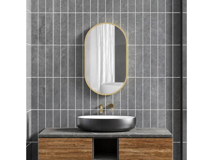 HOMCOM Miroir Ovale 40x70cm Aluminium Doré Minimaliste