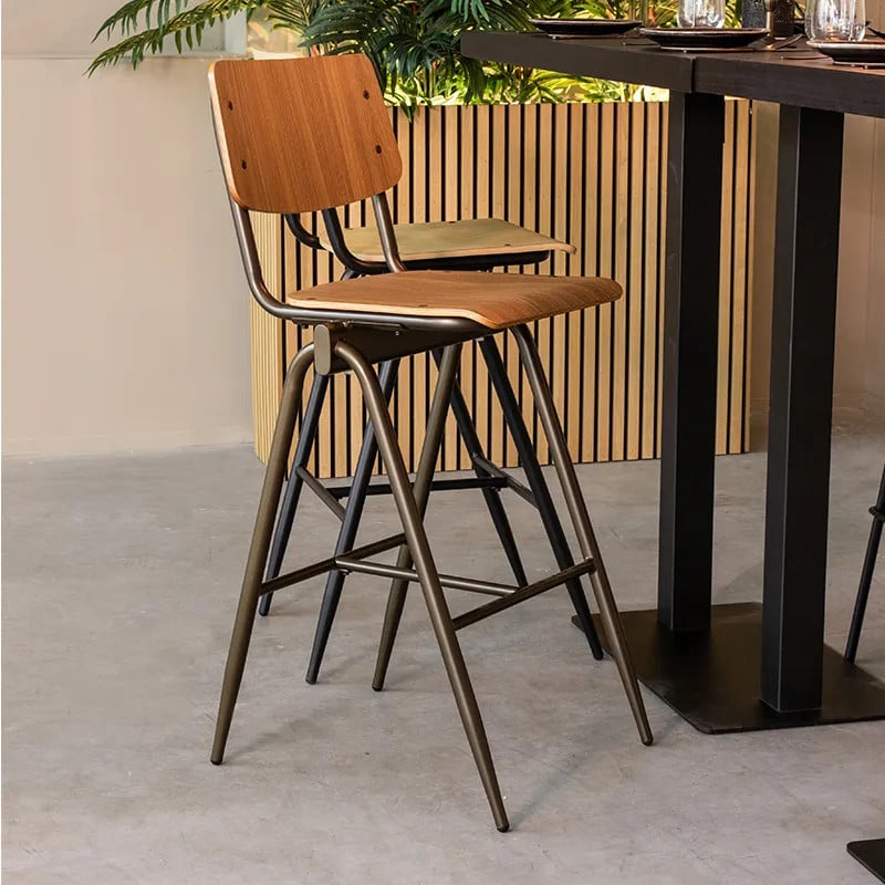 Label51 Barkruk Solid Walnoot Hout Hoog
