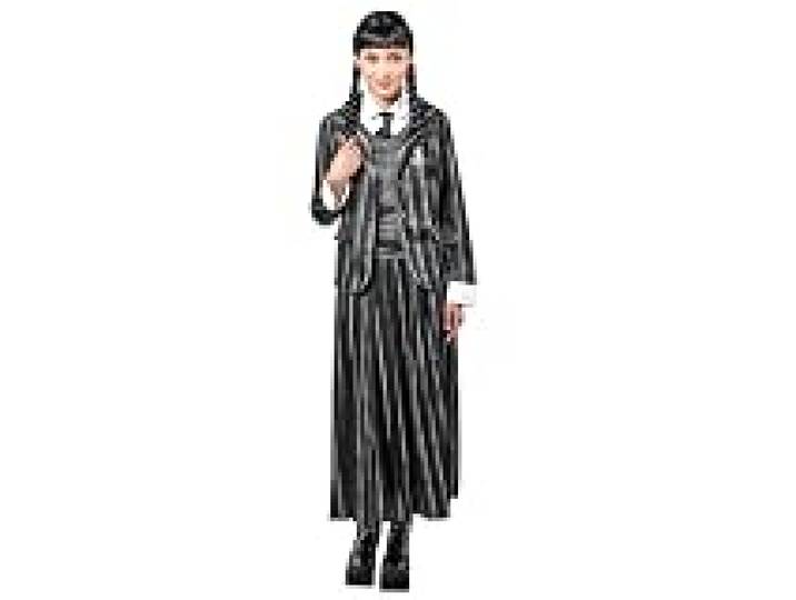 RUBIE'S Mercredi Addams - Uniforme Ecole Mercredi Addams - Rayé Noir - Taille S - Déguisement Adulte - Soirée à thème, Soirée Costumée - Pour, Carnaval - Idée Cadeau de