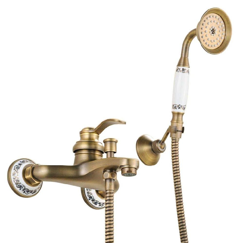 Dripio Douchemengkraan met handdouche, retro messing, wandmontage