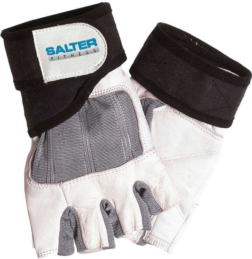 Salter guante piel-spandex con munequera guante halterofilia Gris (L)