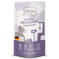 MjAMjAM Quetschie - DUO von saftigem Hühnchen & Kaninchen an gedämpftem Kürbis 125g 12x125 g