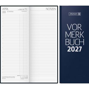 Brunnen Vormerkbuch 786, blaues Hardcover, aus Kunststoff, 11 x 29,7 cm, 1 Tag = 2 Seiten, Jahr 2027