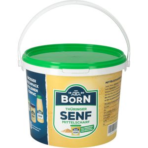 Born Senf Thüringer Senf mittelscharf, fein, aus Thüringen, ohne Konservierungsstoffe, im Eimer, 5 kg