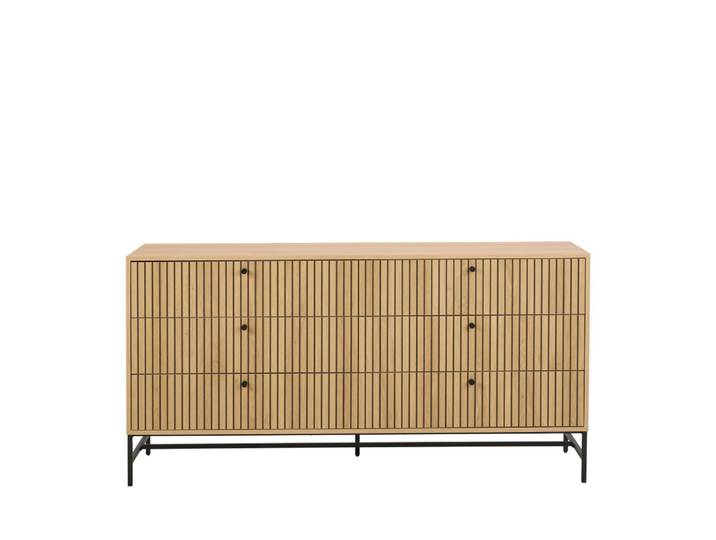 Commode 6 tiroirs en bois l157.9cm - bois clair