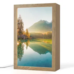 TISCHLEUCHTE See - Wald - Berge - Natur - Sonne - Landschaft 20x30 cm