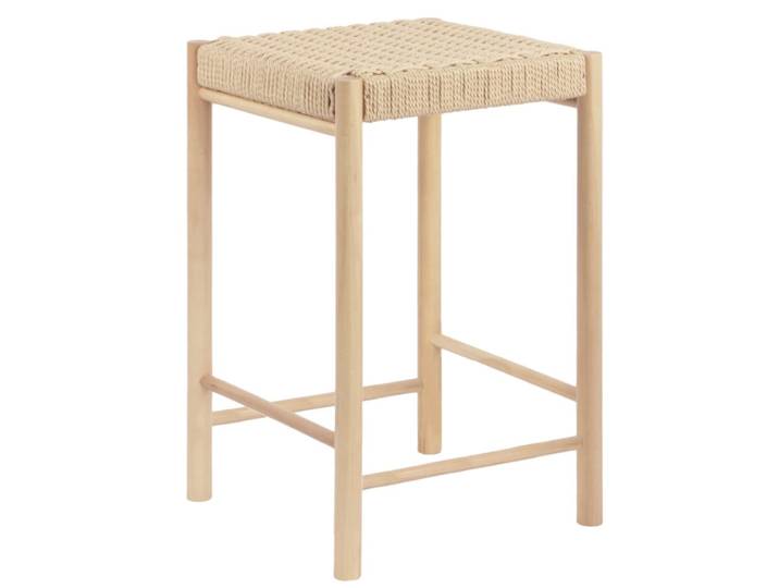 Tabouret de bar en osier et bois naturel