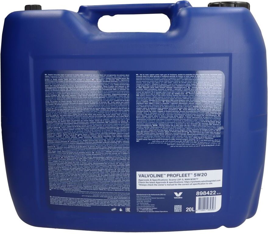 Motoröl VALVOLINE 898422 PROFLEET 5W20 20L