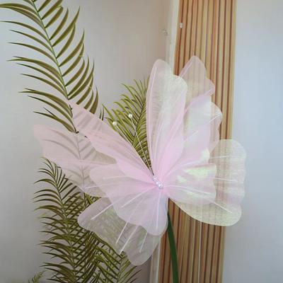 Uplift Treasures 50cm 3D Simulation Butterfly Large Hanging Gauze Decoration For Weddings, Festivals & Outdoor Displays light Pink