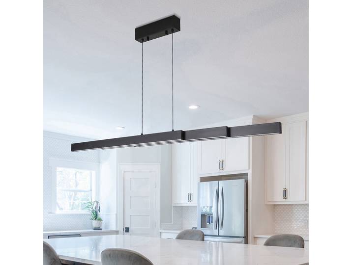 Suspension LED Linéaire 6 x 45 x 150cm Noir/Noir Aluminium thermolaqué Acrylique LED Module LED