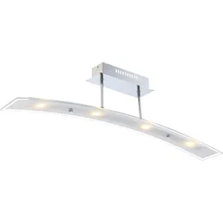 LED Deckenlampe Deckenleuchte, Chrom Glas satiniert klar, LED fest verbaut warmweiß, Länge 82cm, Wohnzimmer Schlafzimmer