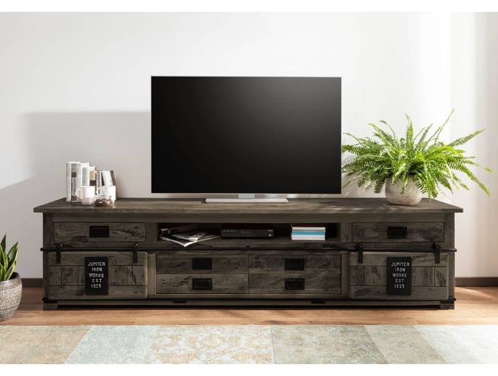TV-Board Mango 240x50x60 grau lackiert RAILWAY #256