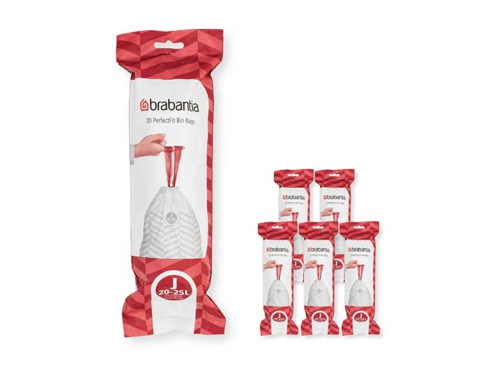 Brabantia Sac poubelle Brabantia PerfectFit 120 sacs Modèle J, 20-25 L
