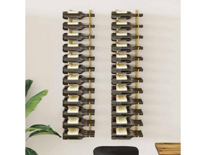 Weinregal für 36 Flaschen, 2 Stück, goldfarben, Eisen, modernes Design Eisen pulverbeschichtet, glatte Oberfläche, einfache Montage inklusive, ideal für Küche und Bar, 2 Stück Gold