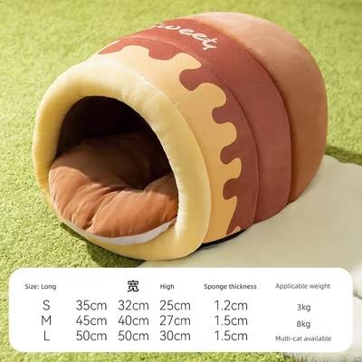 Inspire Essentials CozyAntler Plush Cat Bed With Tunnel Hideout s honey Jar