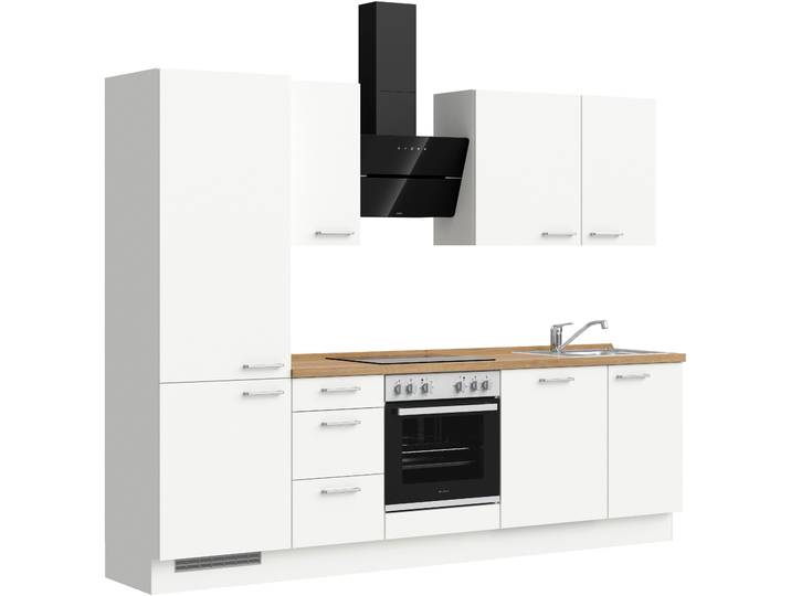 Küchenzeile, MDF, Weiß & Alpinweiß, 270,3×216,6×60 cm, Mit E-Geräten, Modern, Nobilia