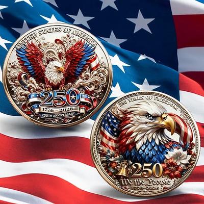 Gedenkmünze zum 250. Jahrestag der Unabhängigkeit der USA mit majestätischem Adlermotiv und der 250-Jahr-Marke zur Feier der amerikanischen Freiheit – Sammlerstück