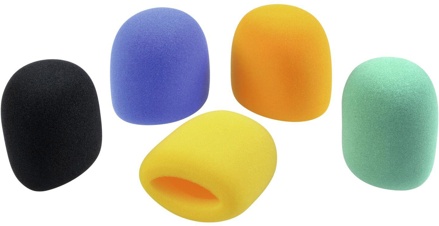 Jeu de bonnettes de microphone OMNITRONIC, 5 couleurs - Bonnettes de mousse et filtre anti-pop micro