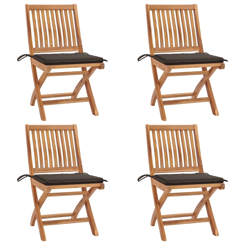 Klappstühle mit Kissen, 4-teilig, Massivholz Teakholz