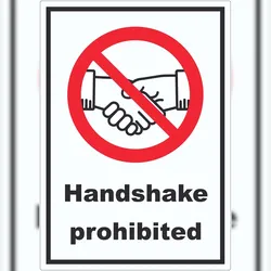 HB-Druck Handshake prohibited Aufkleber No handshake Symbol und Text Aufkleber A8 (52x74mm)