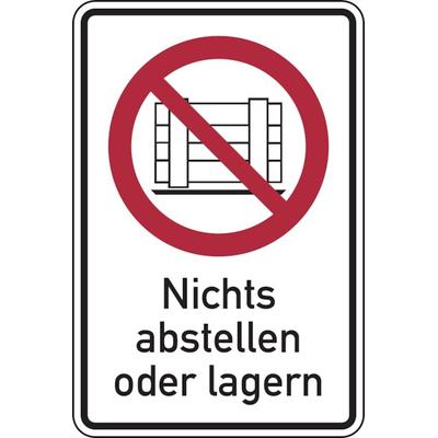 Verbotsschild, Kombischild, Nichts abstellen oder lagern - ASR A1.3 (DIN EN ISO 7010) - 100x150 mm Folie selbstklebend