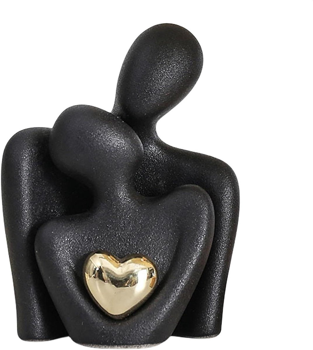 Koppel Beeld Liefdesfiguur Keramiek - Abstract Romantisch Design - Zwart - S