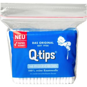 Q-tips Wattestäbchen Das Original, Papier, 7,5cm, Ø 4mm aus Baumwolle, 160 Stück