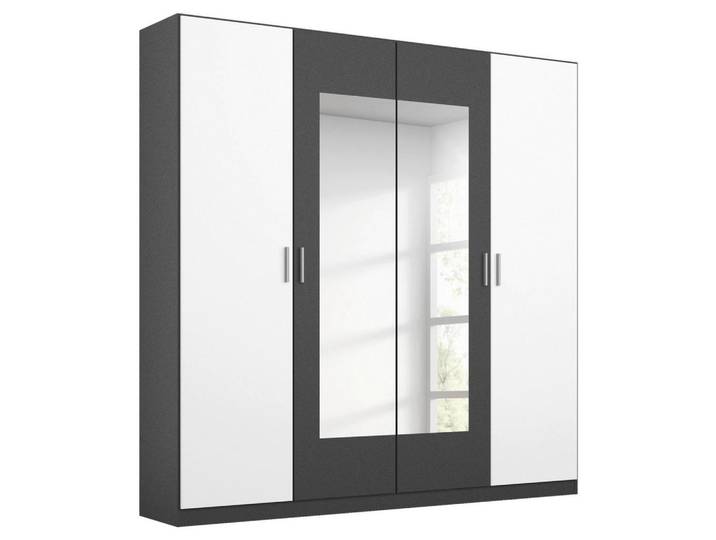 Drehtürenschrank mit Spiegel 181 cm Borneo Grau/Weiß