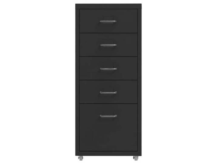 Classeur mobile en métal - vidaxl - 28x41x69 cm - Noir - 5 tiroirs - 4 roues - Capacité par tiroir 5 kg