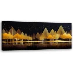 WANDBILD goldene waldabstrakte natur