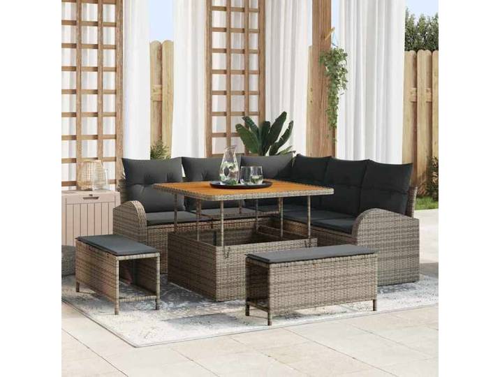 Ensemble de canapé de jardin avec coussin 8 pcs Gris 3364338
