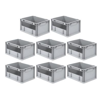 PROREGAL 8x Eurobox NextGen Insight | HxBxT 22x30x40cm | 20 Liter | Seite offen | Eurobehälter, Transportbox, Transportbehälter