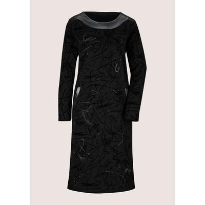 Midikleid MADELEINE "Kleid Sportiv-elegantes Kleid zum Schlüpfen", Damen, Gr. 36, schwarz, Modern, tailliert, Rundhals, Kleider Midikleid
