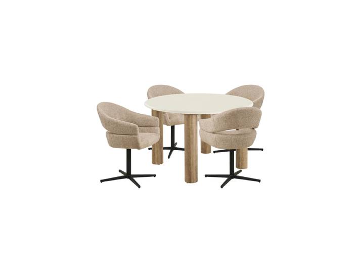 5-teiliges Design Esszimmer-Set „Fondital & Dover“ Keramik Nordic Living