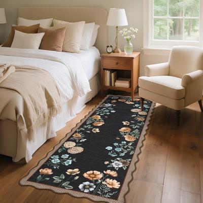 Garvee Floral Plaid Bordered Area Rug