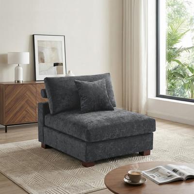 Lumibee "35"" W Modern Chenille Armless Accent Chair Sectional Module with Pillows"