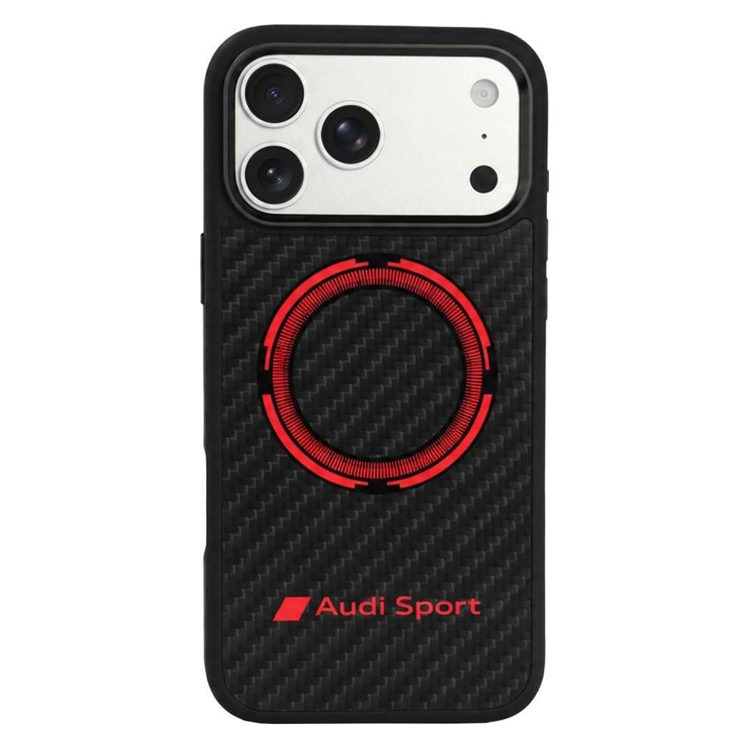 Audi Case RSQ Carbon Fiber Sport Red Circle MagSafe for iPhone 18 Pro Max / 17 Pro black (Apple iPhone 17 Pro Max, Apple iPhone 18 Pro Max) (AUDI000246)