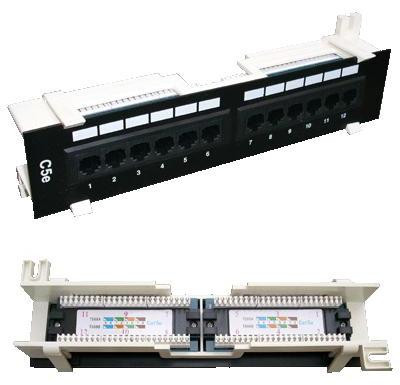 Datacom patchpaneel UTP CAT5E 12 poorten zwart dubbele uitvoering