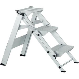 Zarges Klapptritt Plazastep P, 41491, aus Aluminium, einseitig begehbare Klapptreppe, mit 3 Stufen