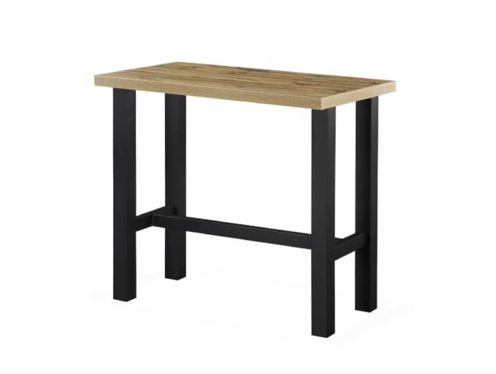 DUBI Möbel Bartisch LOTTE, Natureiche Optik, 120x60x105 cm Stehtisch, Esstisch mit Metallgestell, Für Küche, Esszimmer & Bar, Industrial Design, 23101-US-EIDA
