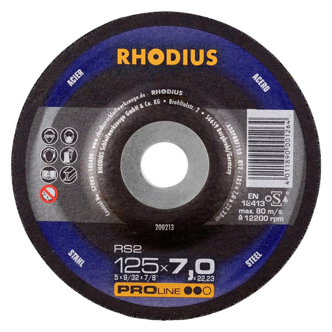 Rhodius RS2 X-LOCK, 10 Stück Schruppscheibe 125 x 6.0 x 22.23 mm, Form 27, PROline, für Stahl (211782)