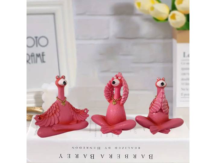 Nouveau Statue de méditation de Yoga flamant rose, artisanat en résine fait à la main, décoration de jardin de maison, ornement