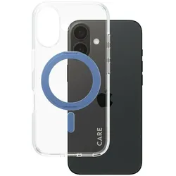 Care Back Cover Feature Kickstand iPhone 16 Blau, Fallsicher (Apple iPhone 16), Smartphone Hülle, Transparent, Blau