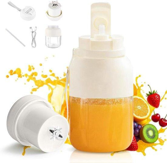 LOMUG Draagbare Mixer Smoothie Maker met 38-Bladige Messen, 1300ml, Wit