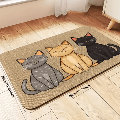 Inspire Picks 1pc Non Slip Cat Pattern Pet Feeding Mat Leakproof Easy To Clean Waterproof Surface To Prevent Stain Breeds Portable Out 30x40cm 1pc